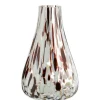 Vase soliflore moucheté coloris marron en verre - 25 x 14 x 14 cm