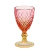 EDELMAN Verre à pied en verre rose orange Imca - Ø 8 x H 15,5 cm