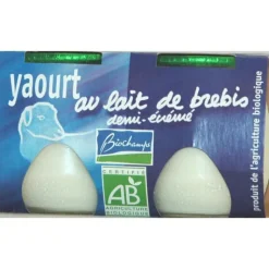 New BIOCHAMPS Yaourt brebis bio nature ½ écrémé - 2 x 125 g